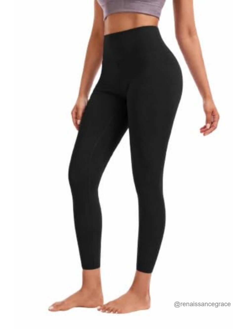 High Waisted Yoga Pants Tummy Control Leggings 25" Inseam Double Seamed